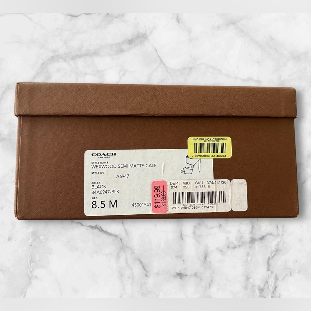 Coach Wexwood Semi Matte Calf Leather Peep Toe Heels in Original Box Size 8.5 - Picture 2 of 15